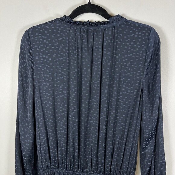 Current Air Anthropologie Blue Star Print Micro Pleat Tiered Dress Size Small - Picture 9 of 10